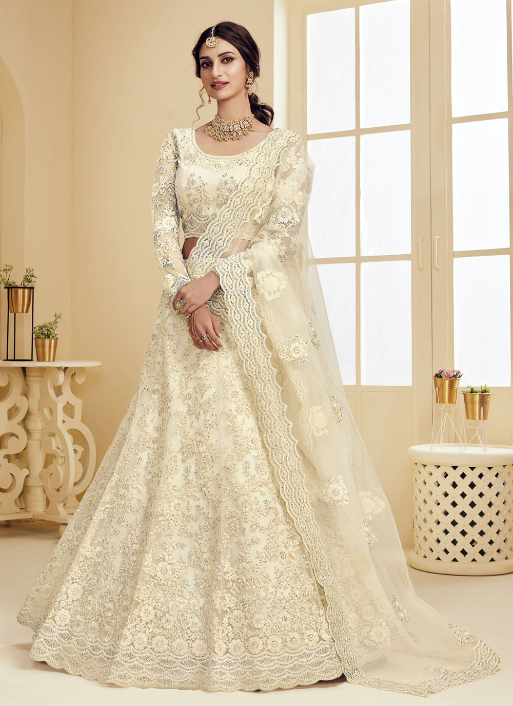 Yankita Kapoor Stylish White Color Wedding Bridal Lehenga Choli
