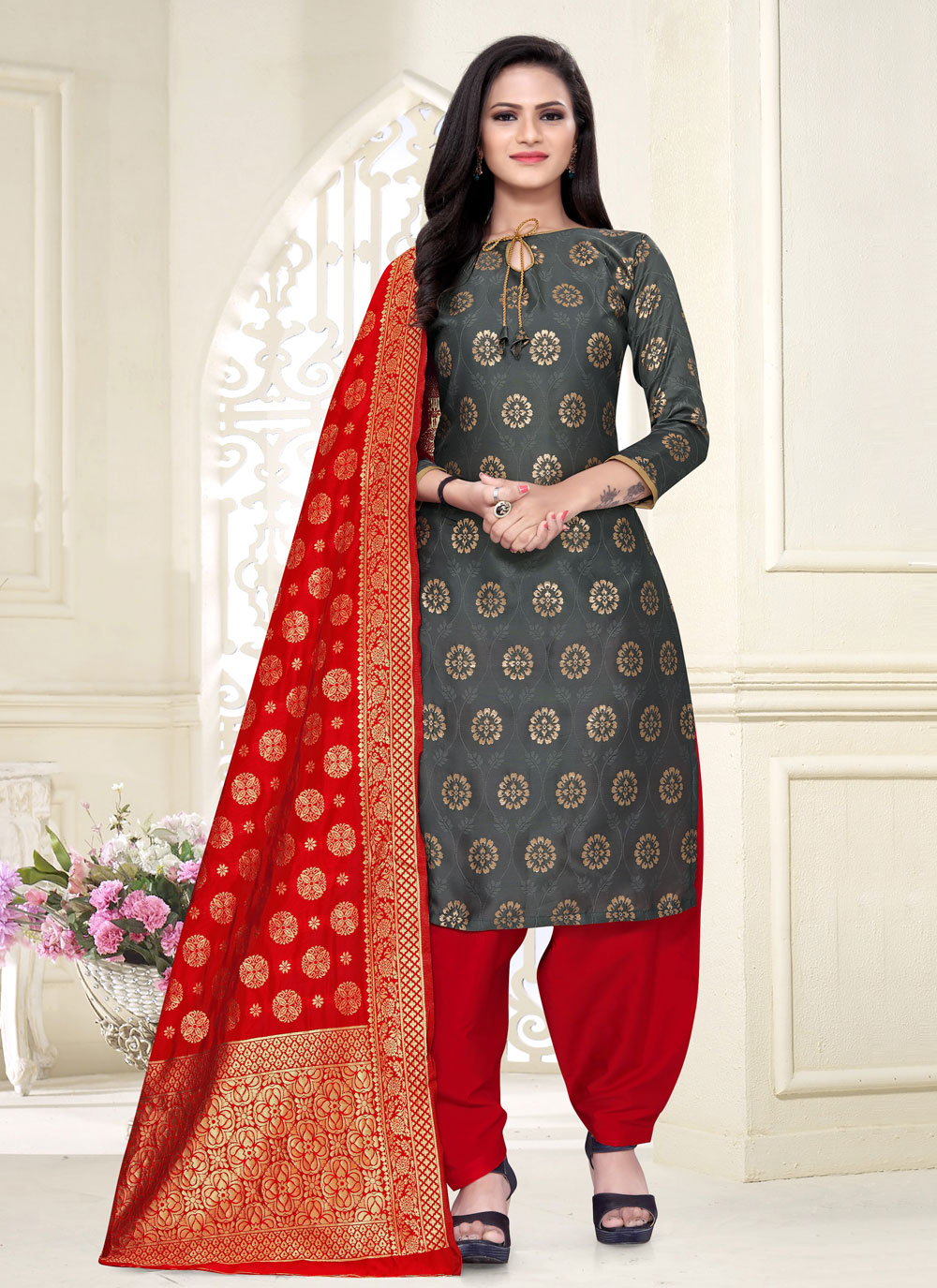 Buy Dhrishafashion® WOMEN'S Georgette Punjabi Suit Semi Stitched Salwar Suit  (Patiyala Suit) (New latest sarara suit_SF201294 Light Blue Free Size) at  Amazon.in