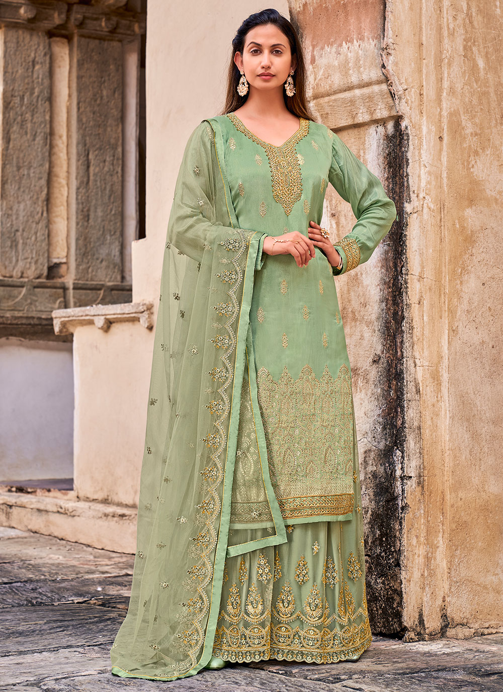 Buy Online Green Color Salwar Kameez : 205219