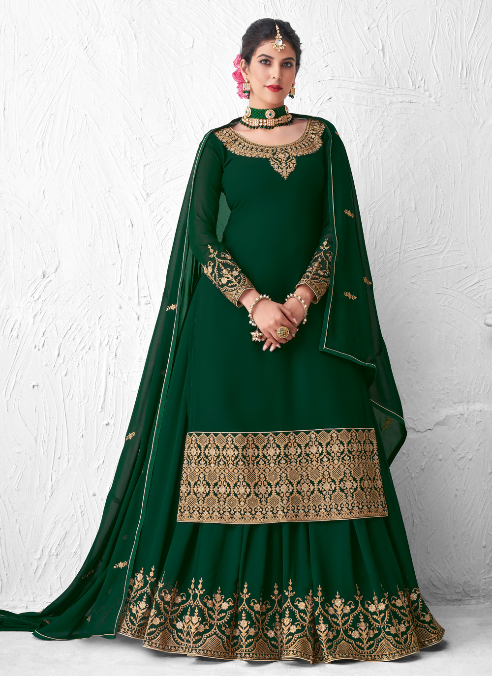 Long Choli Lehenga Koti Indian Lengha Kameez Kurti Pakistani Lehnga with  Dupatta | eBay