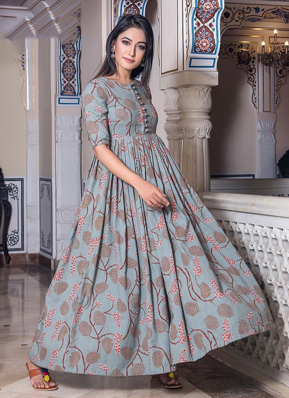 Grey colour clearance gown design