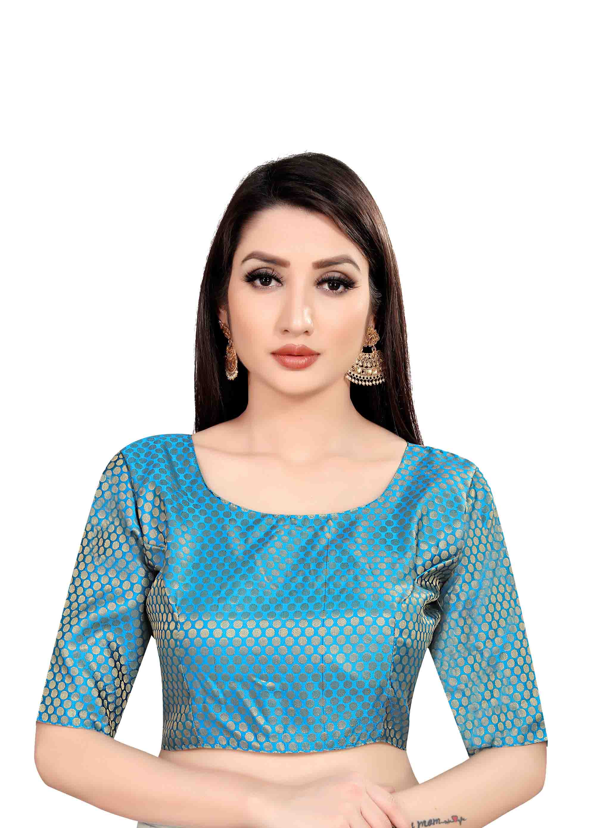 Jacquard Blouse in Blue buy online -