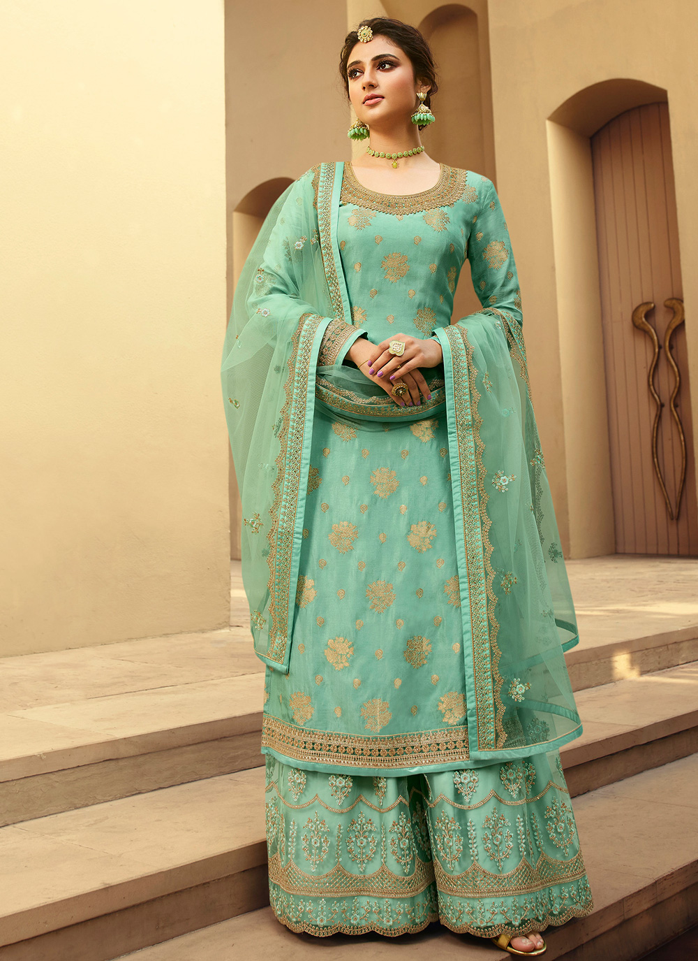 sea green sharara suit