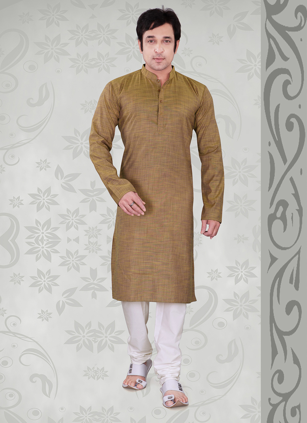 Khaki colour kurta pajama hot sale