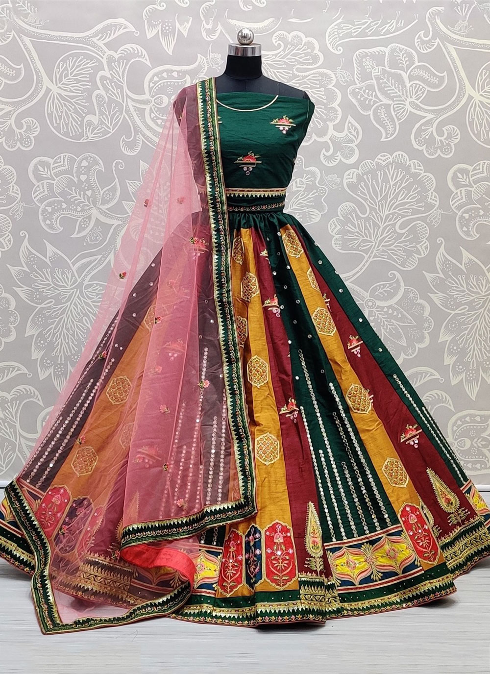 Bridal Multicolored Lehenga For Mehendi Ceremony - Shaadiwish