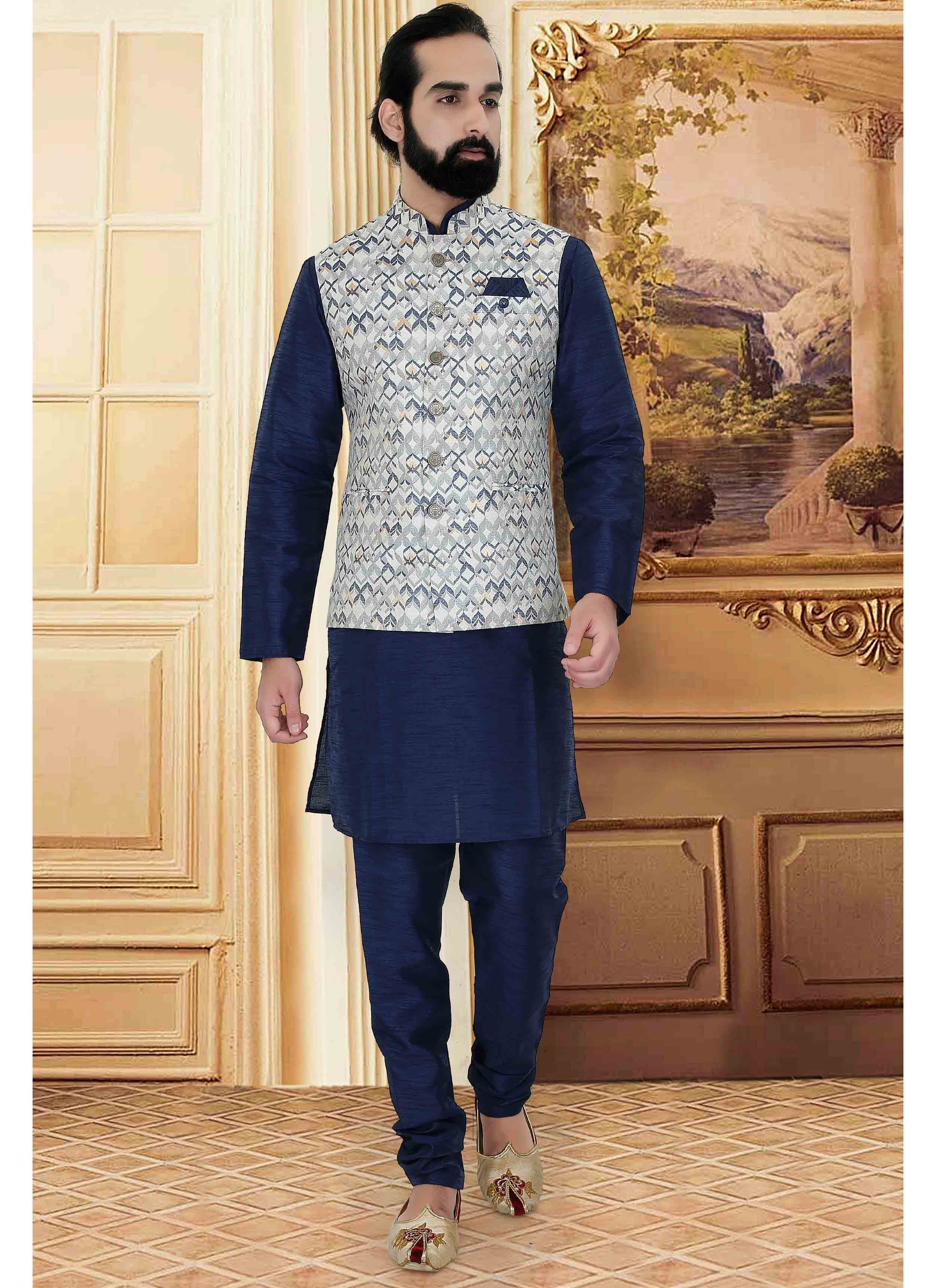 navy blue shalwar kameez with coat