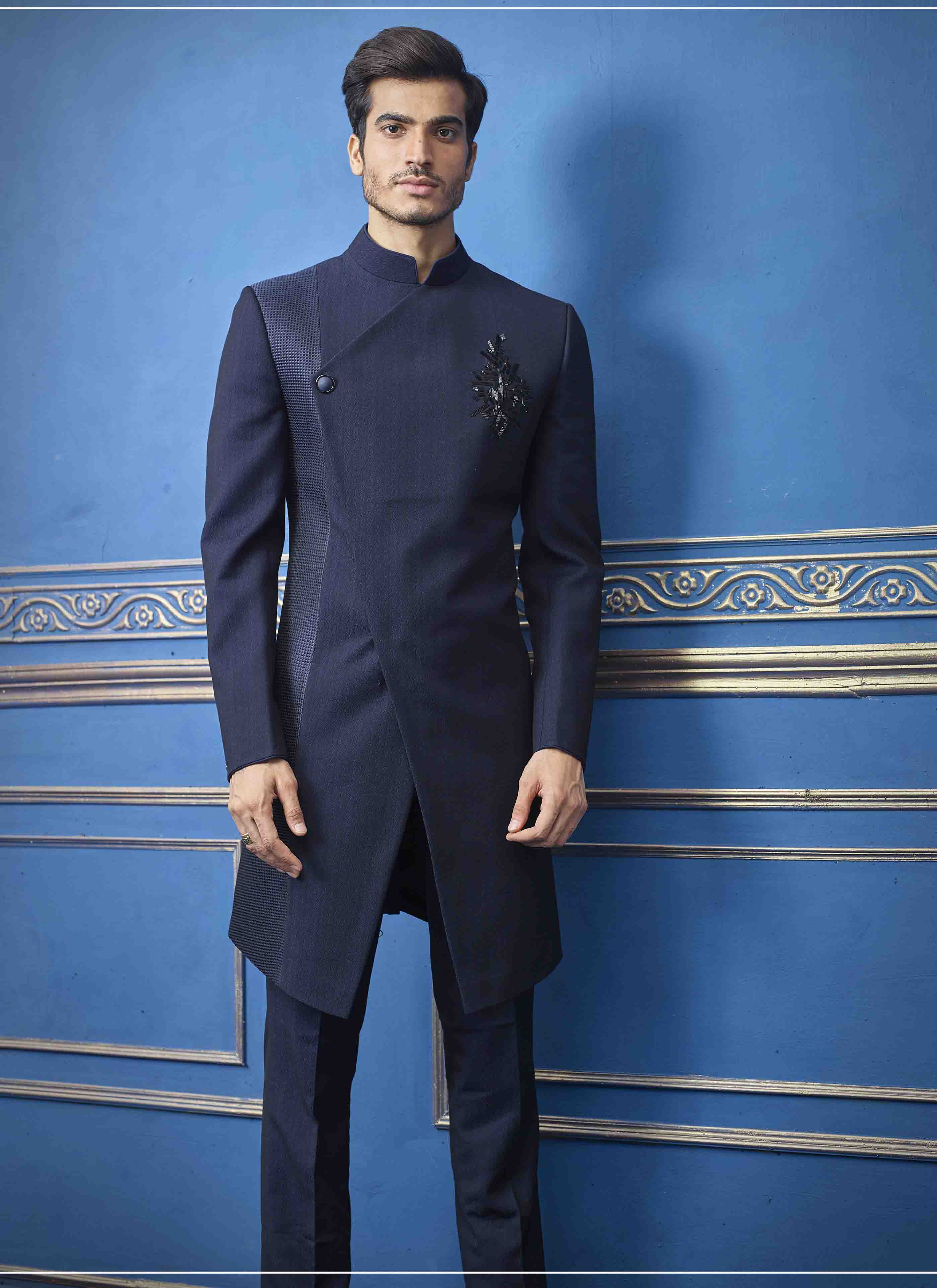 mens navy sherwani