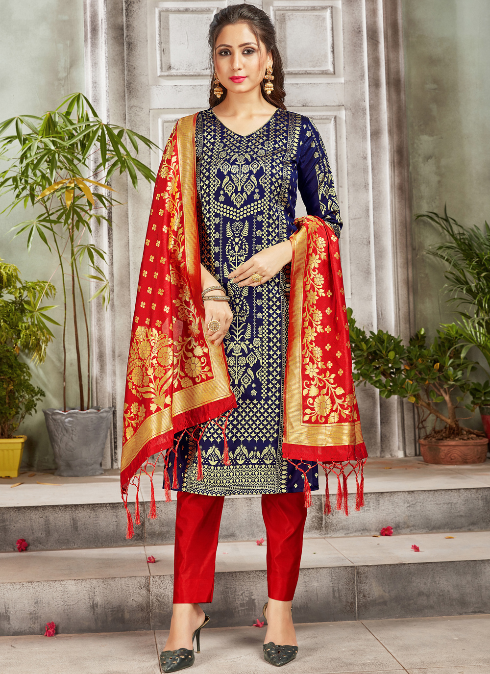 Buy Navy Blue Color Pant Style Suit Online 179589