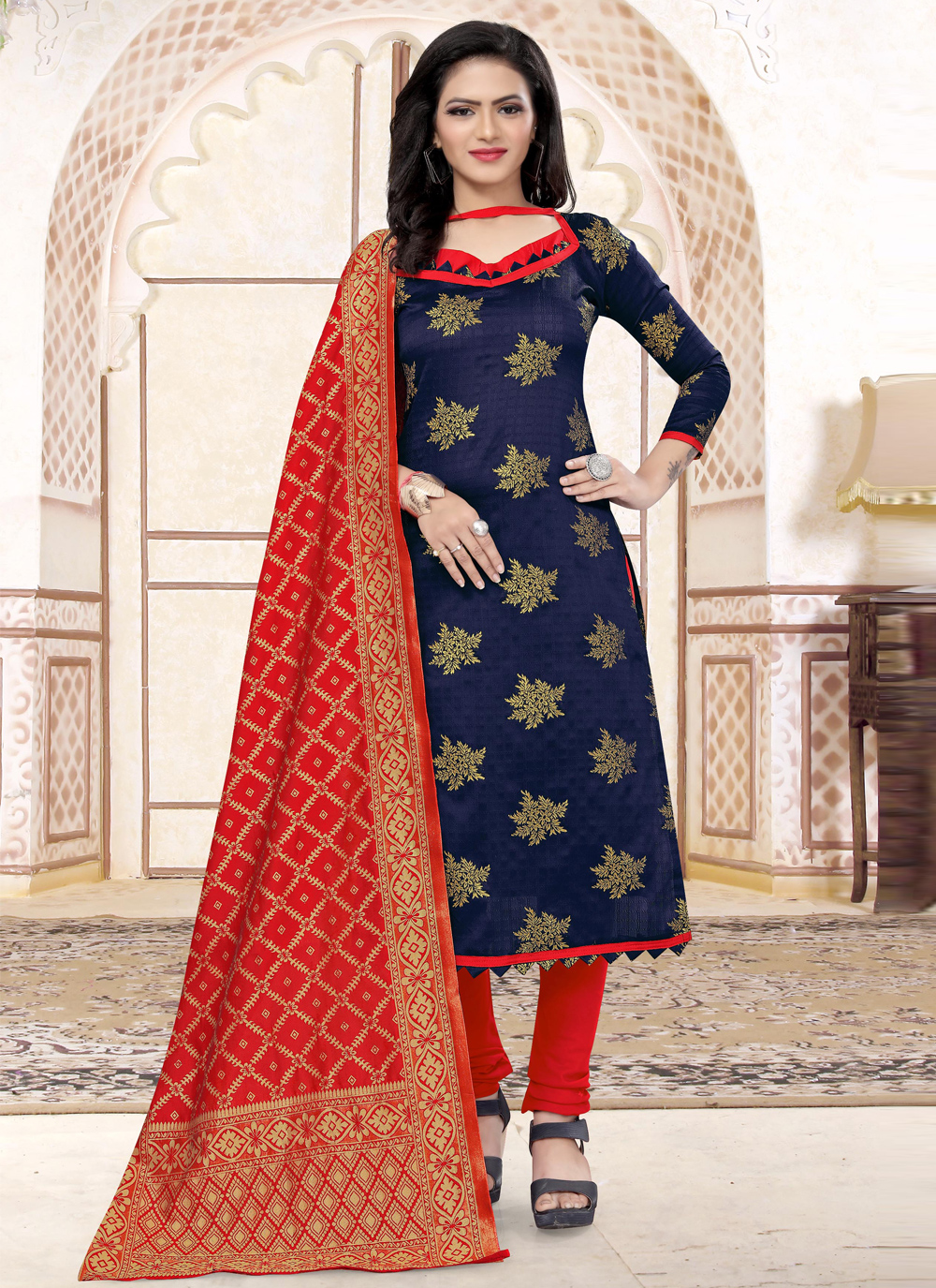 navy blue churidar suit