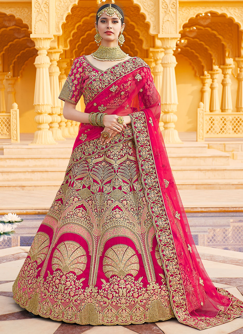 New Latest Mode Pink Color Lehenga For Royal Party Online.