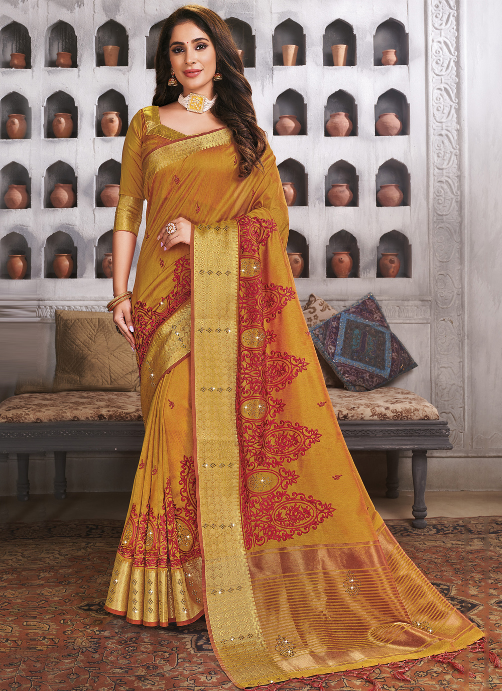 Shop Raw Silk Gold Woven Designer Traditional Saree Online 181391 Party Wear Sarees