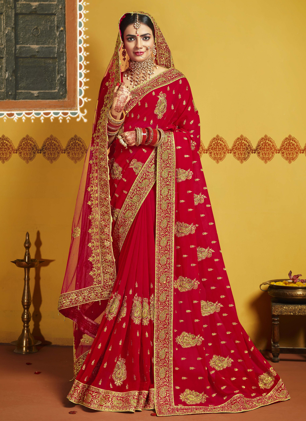 Buy Online Red Sangeet Classic Saree : 181696