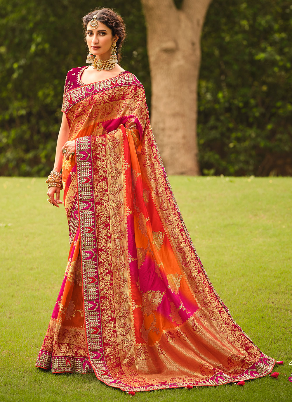 Buy Orange Sarees for Women by MORLY Online | Ajio.com