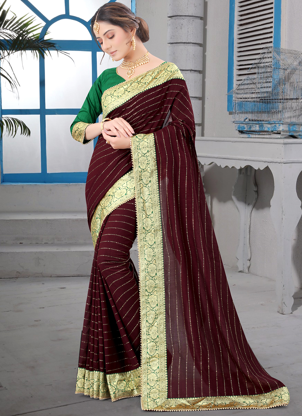 Buy Brown Sarees for Women by Ri-wah Online | Ajio.com