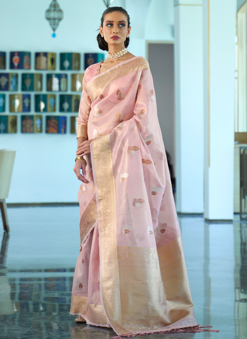 Buy Tissue Pink Traditional Designer Saree Online 181221