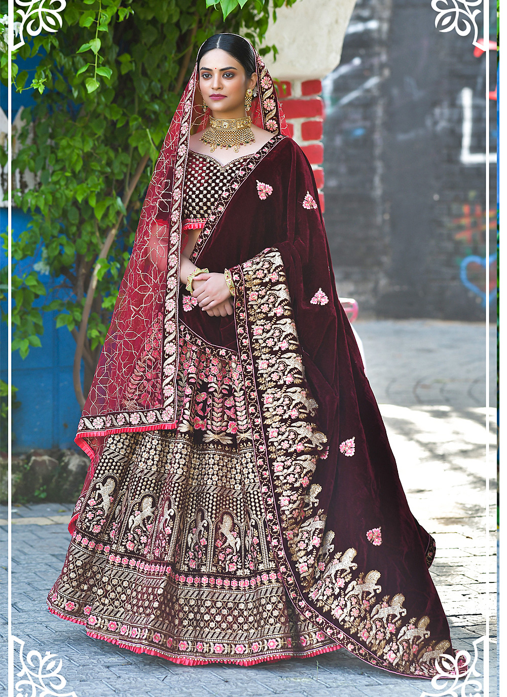 Share 142+ red wine color bridal lehenga super hot kenmei.edu.vn