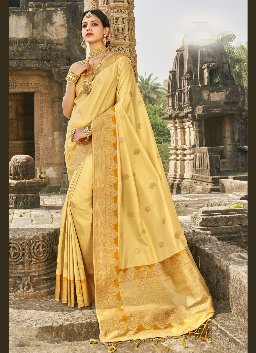 Buy Yellow Color Designer Traditional Saree Online 184618