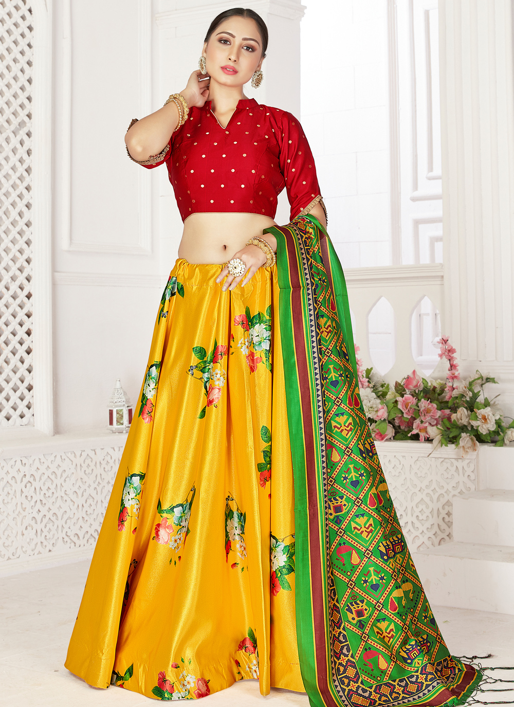 cotton yellow lehenga choli