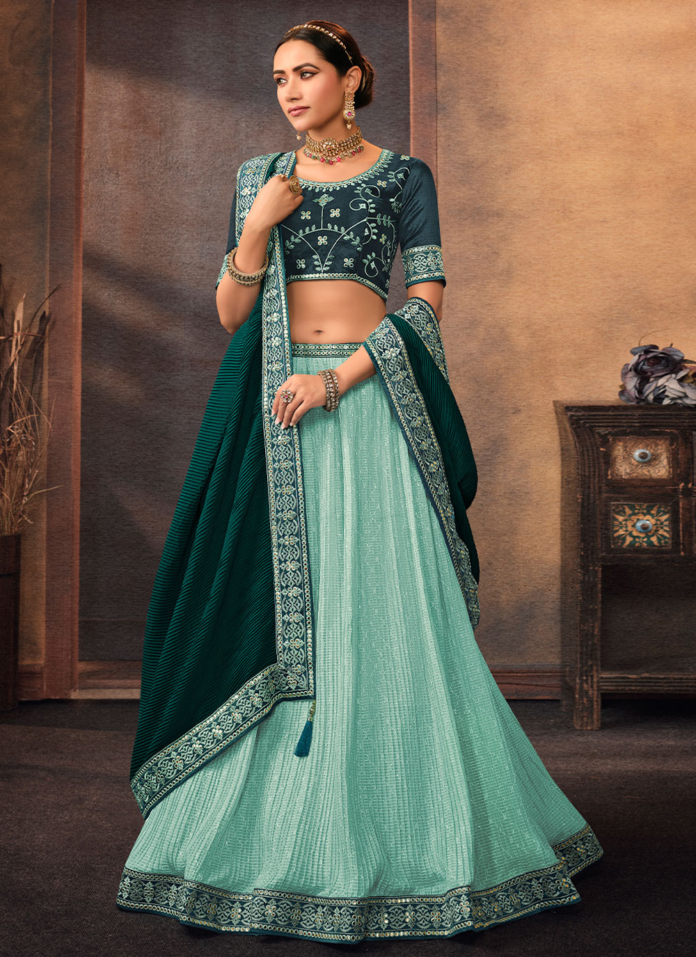 Aari Chinon A Line Lehenga Choli buy online