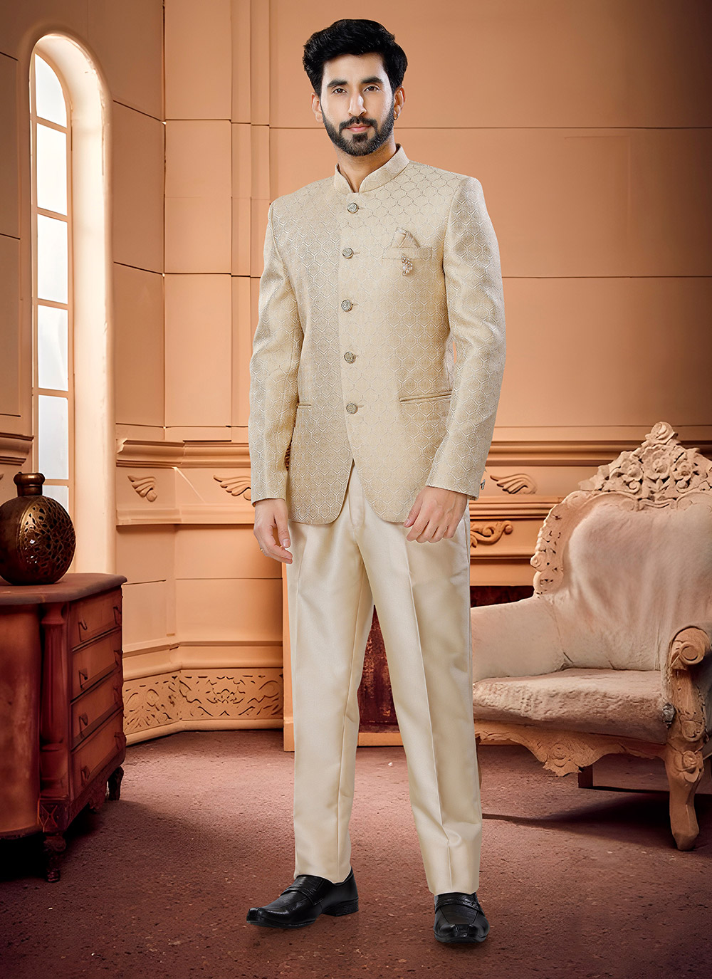 Orange clearance jodhpuri suit