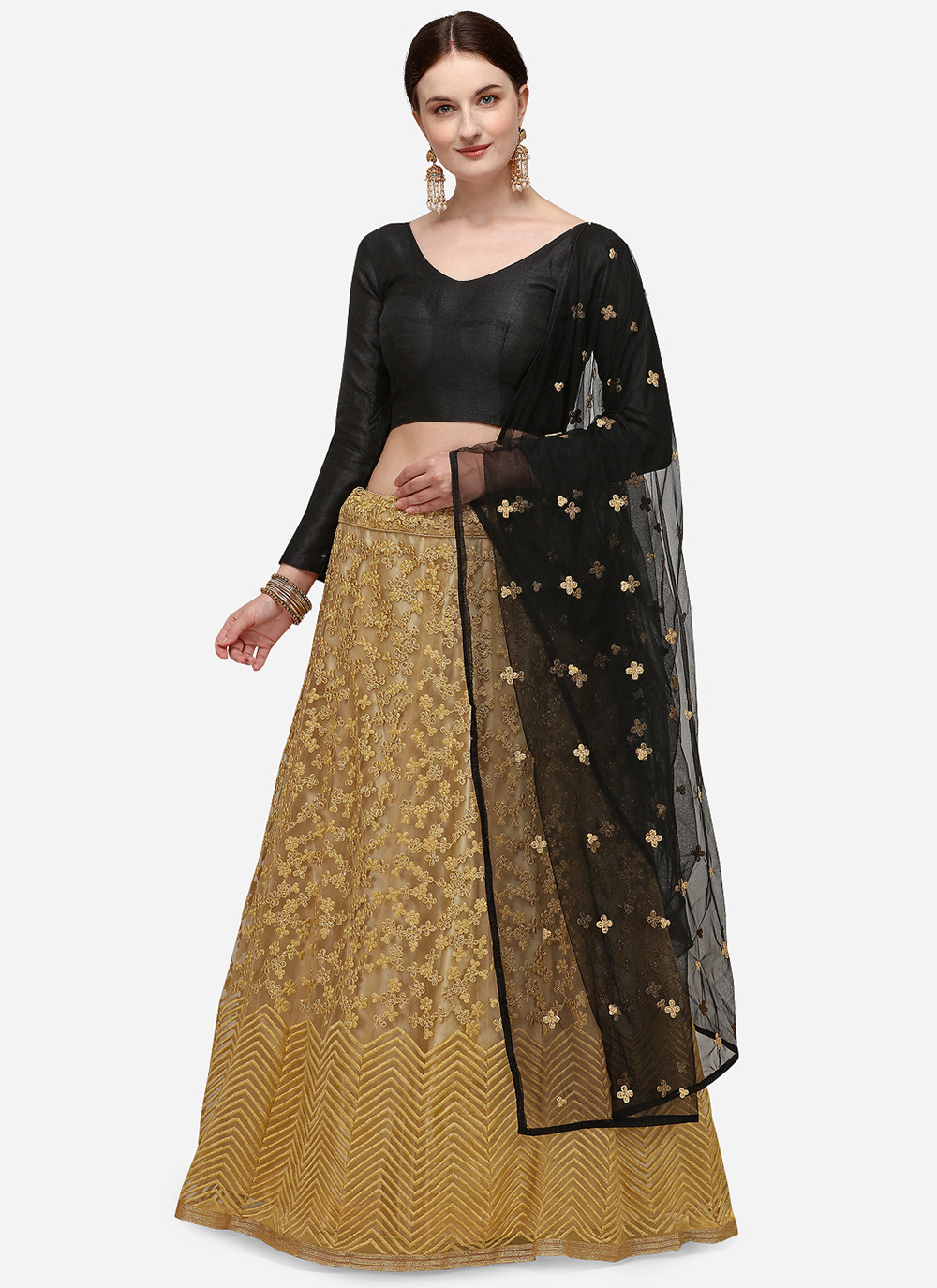 Cream Color Georgette with Sequence Work Woman Designer Party wear Leh