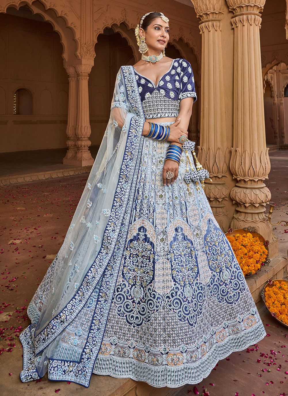 Light blue 2024 bridal lehenga