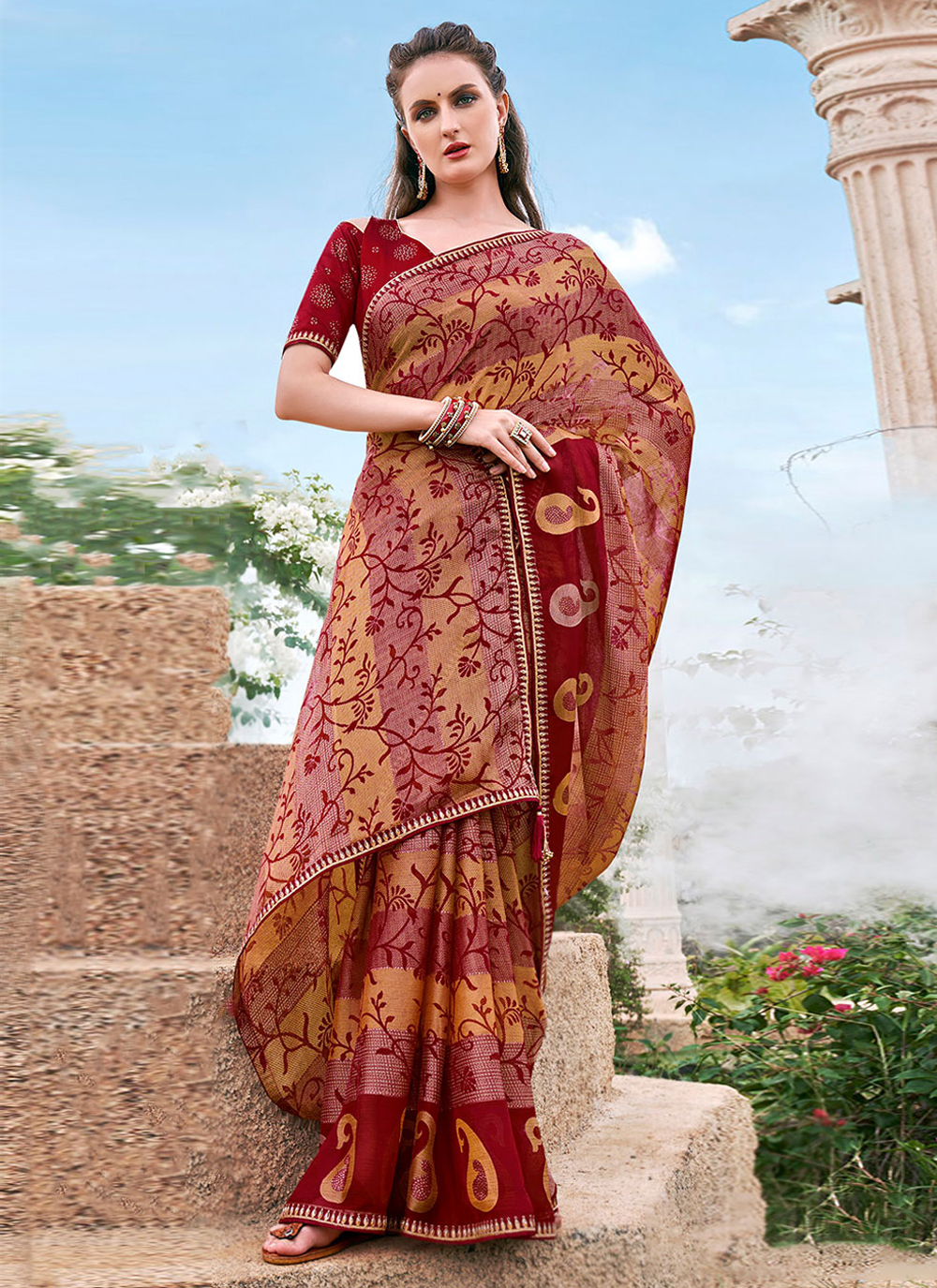 Shop Online Brasso Party Casual Saree : 233503