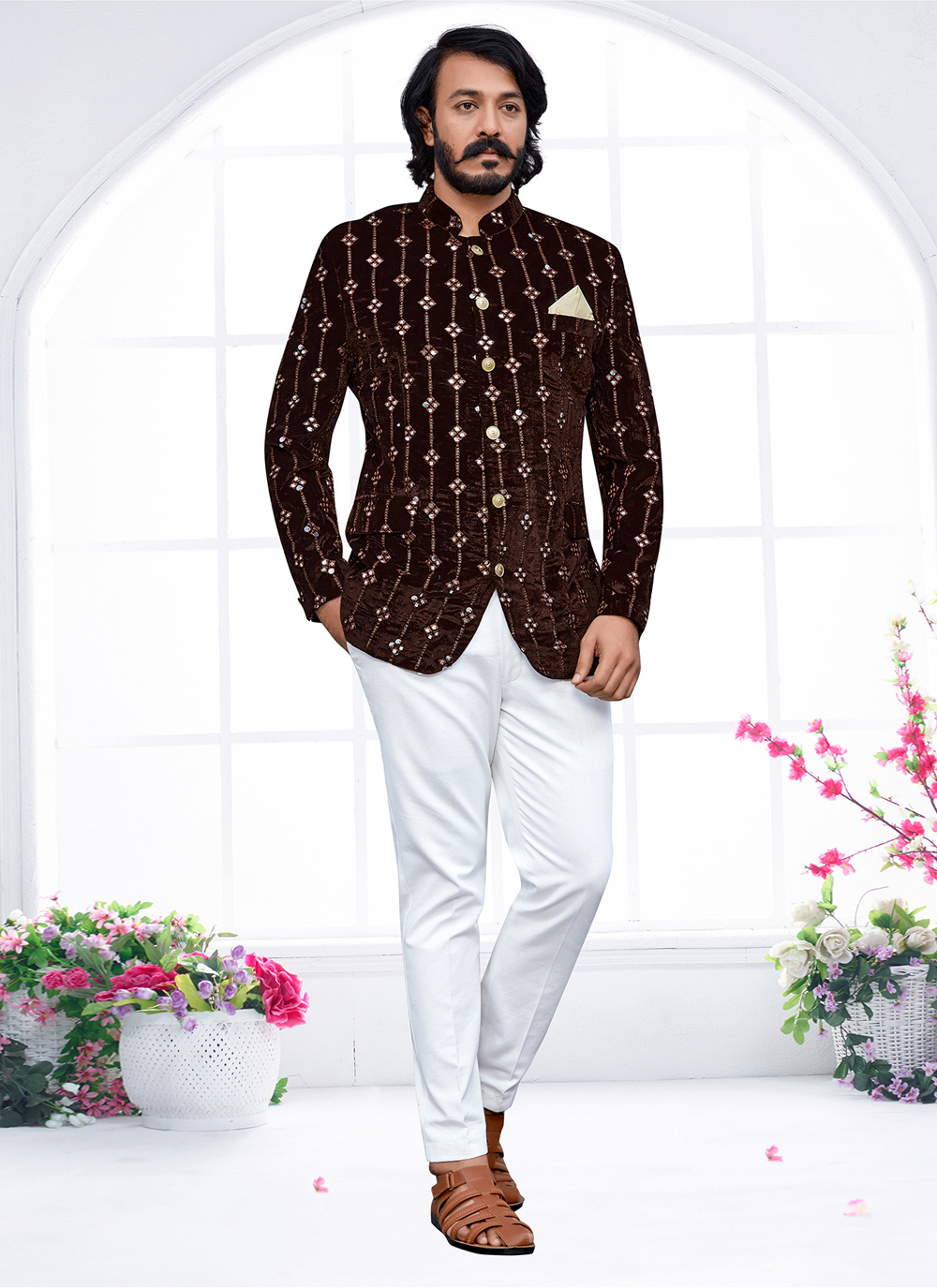 Buy Brown Ceremonial Jodhpuri Suit 236956
