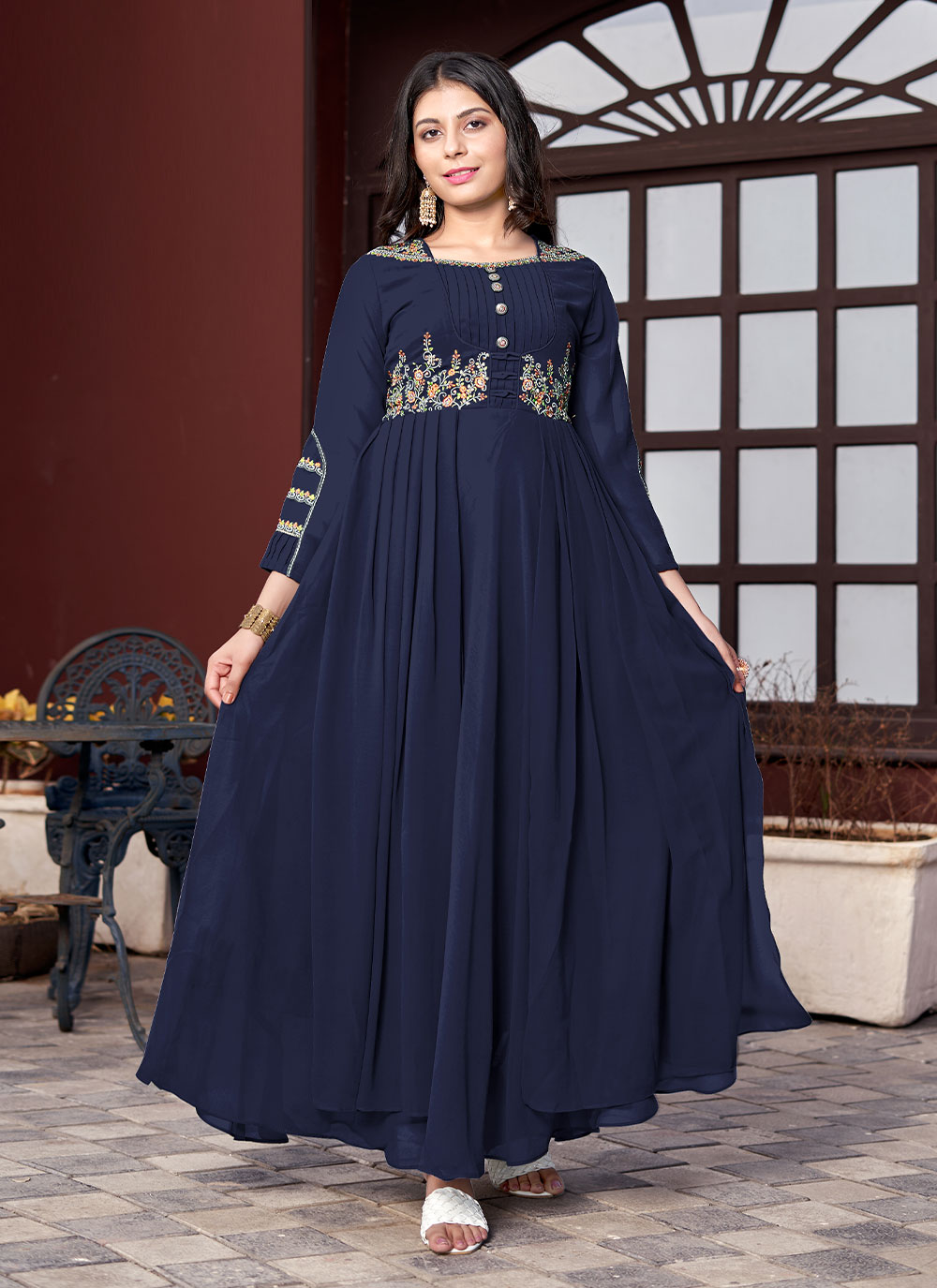 Navy blue outlet georgette gown