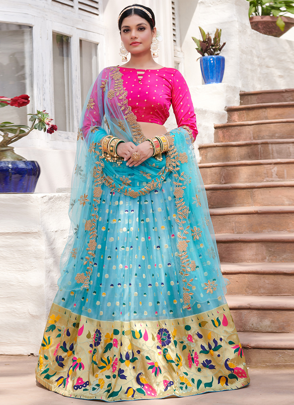 Firozi colour lehenga choli best sale