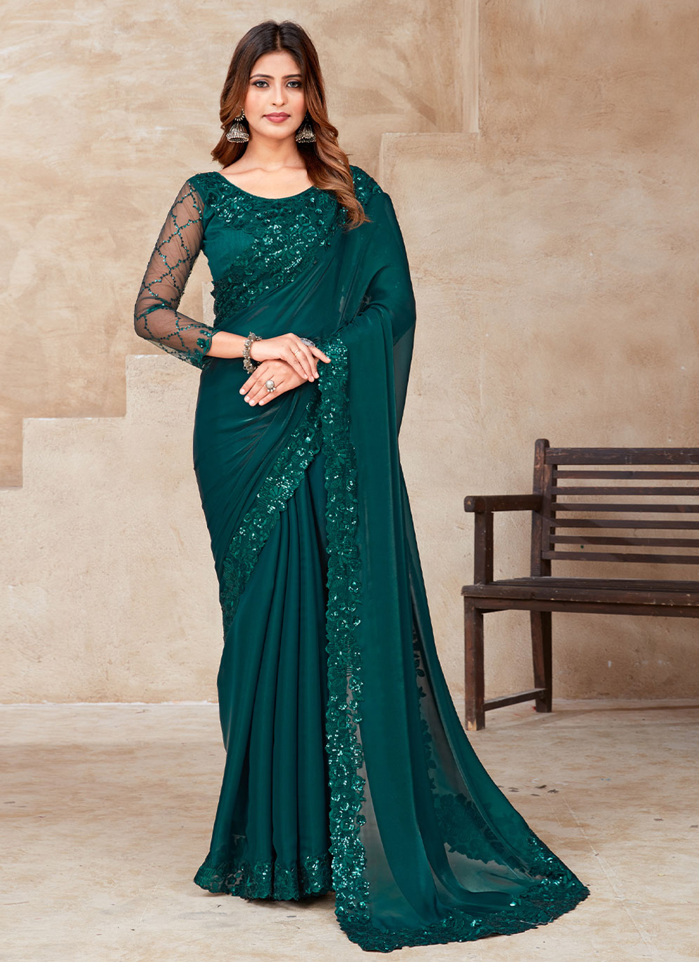 Buy Green Color Saree 242068