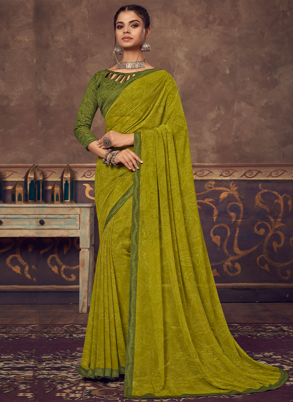 Buy Green Silk Festival Classic Saree Online 