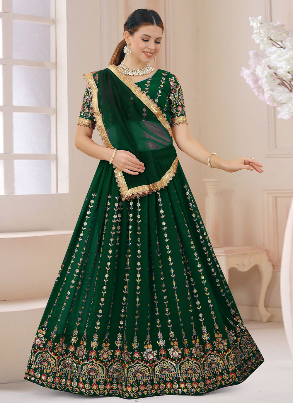 Buy Green Thread Designer Lehenga Choli 228817