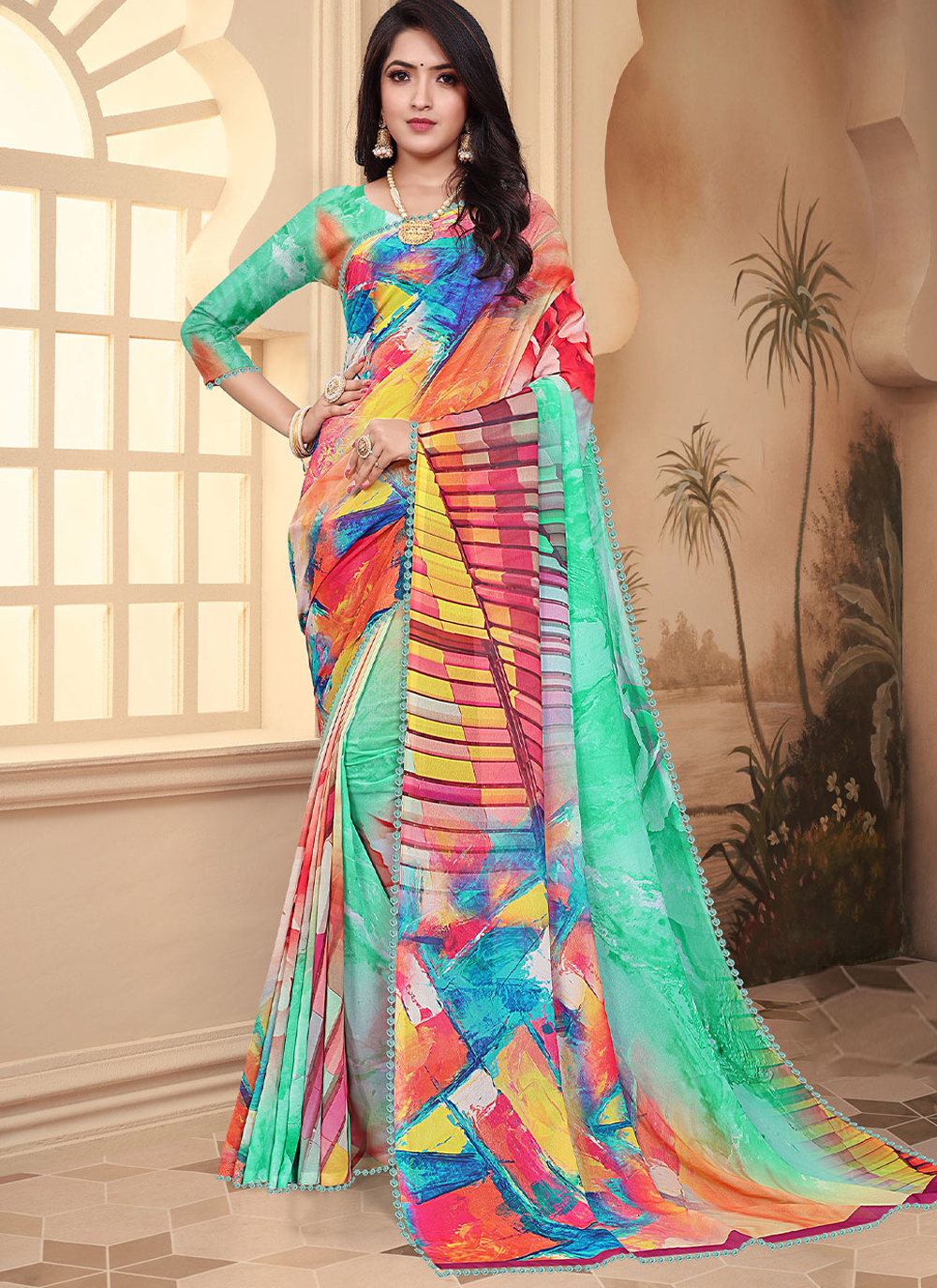 Golden Yellow and Pink color soft silk kanchipuram sarees with border less  sarees design -KASS0000251