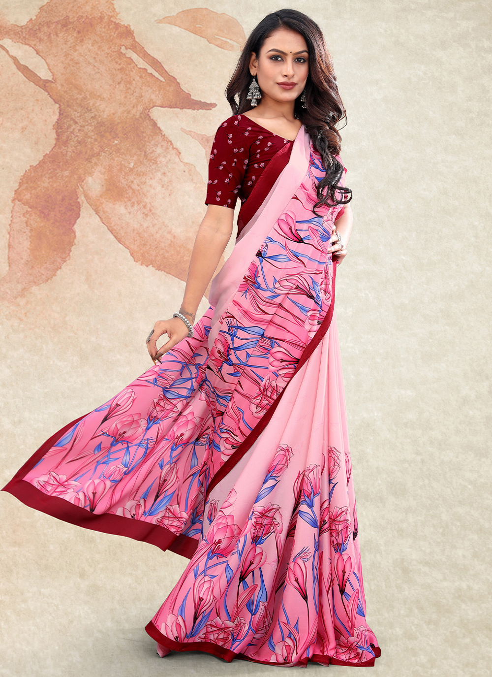 Buy Satin Digital Print Classic Saree Online 243872 7569