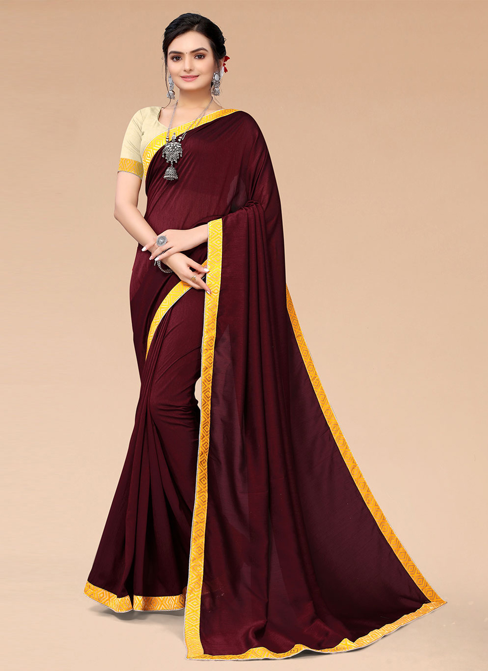Shop Satin Silk Casual Classic Saree Online : 230705 -