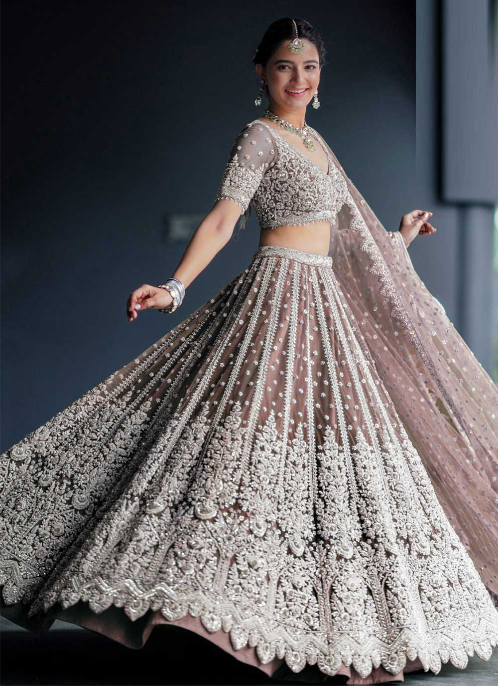 Beautiful Net Lehenga with Hand Embroidery and embroidered blouse.  #festivals | Party wear lehenga, Party wear dresses, Designer dresses indian