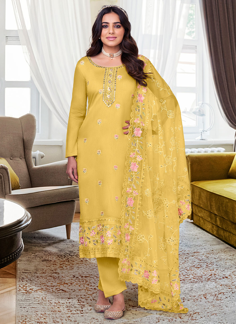 Cream Color Bollywood Salwar Kameez