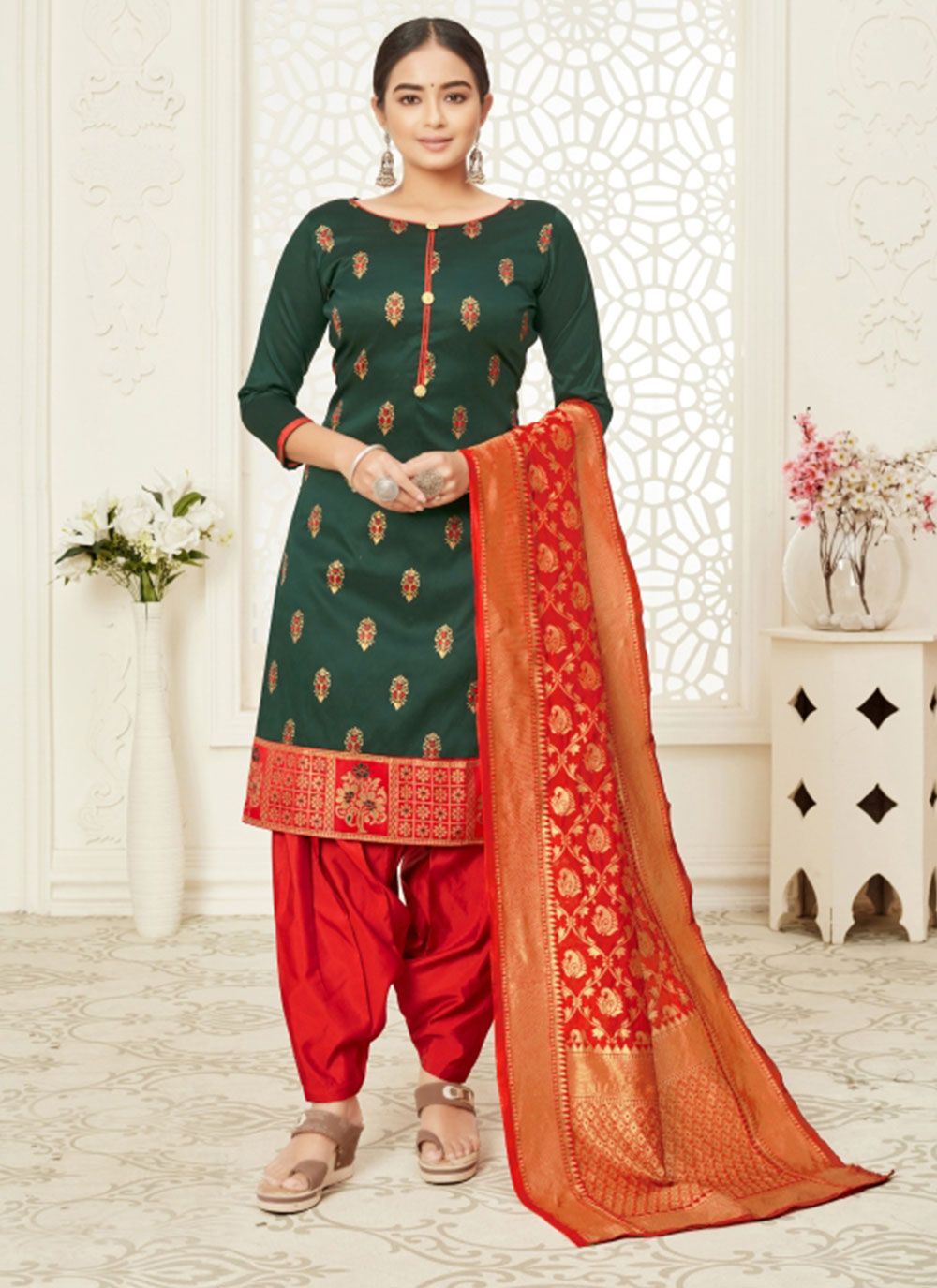 Cotton silk punjabi on sale suits