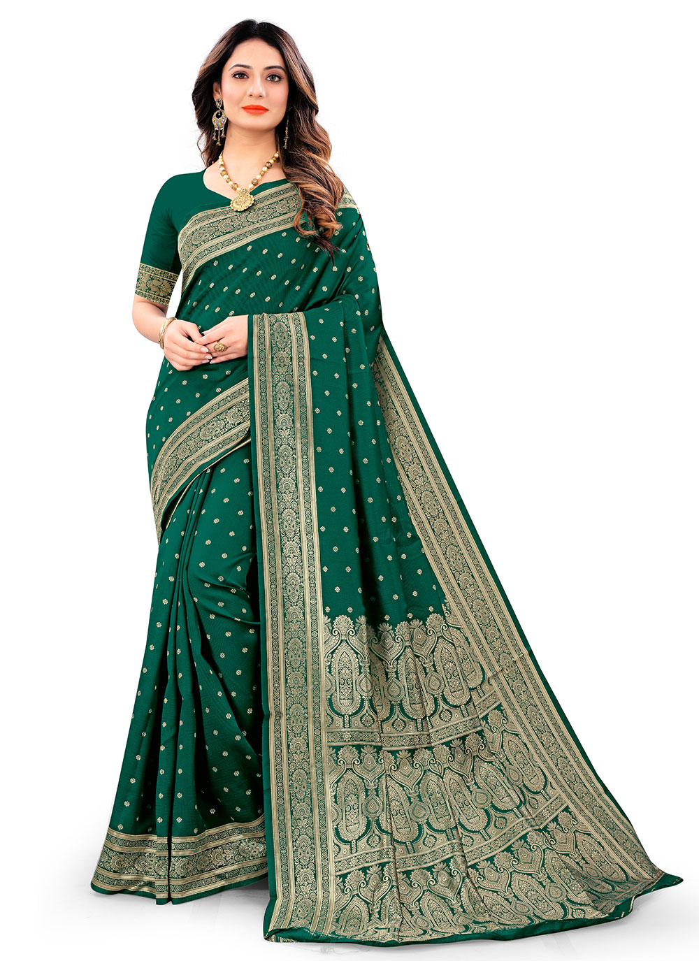 Buy Mint Green Banarasi Saree online-Karagiri