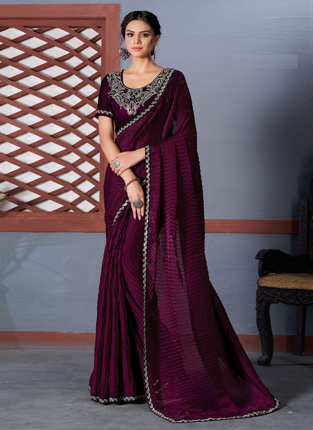 SARI♡ Buy Orange Silk Casual Trendy Saree : 224715 -