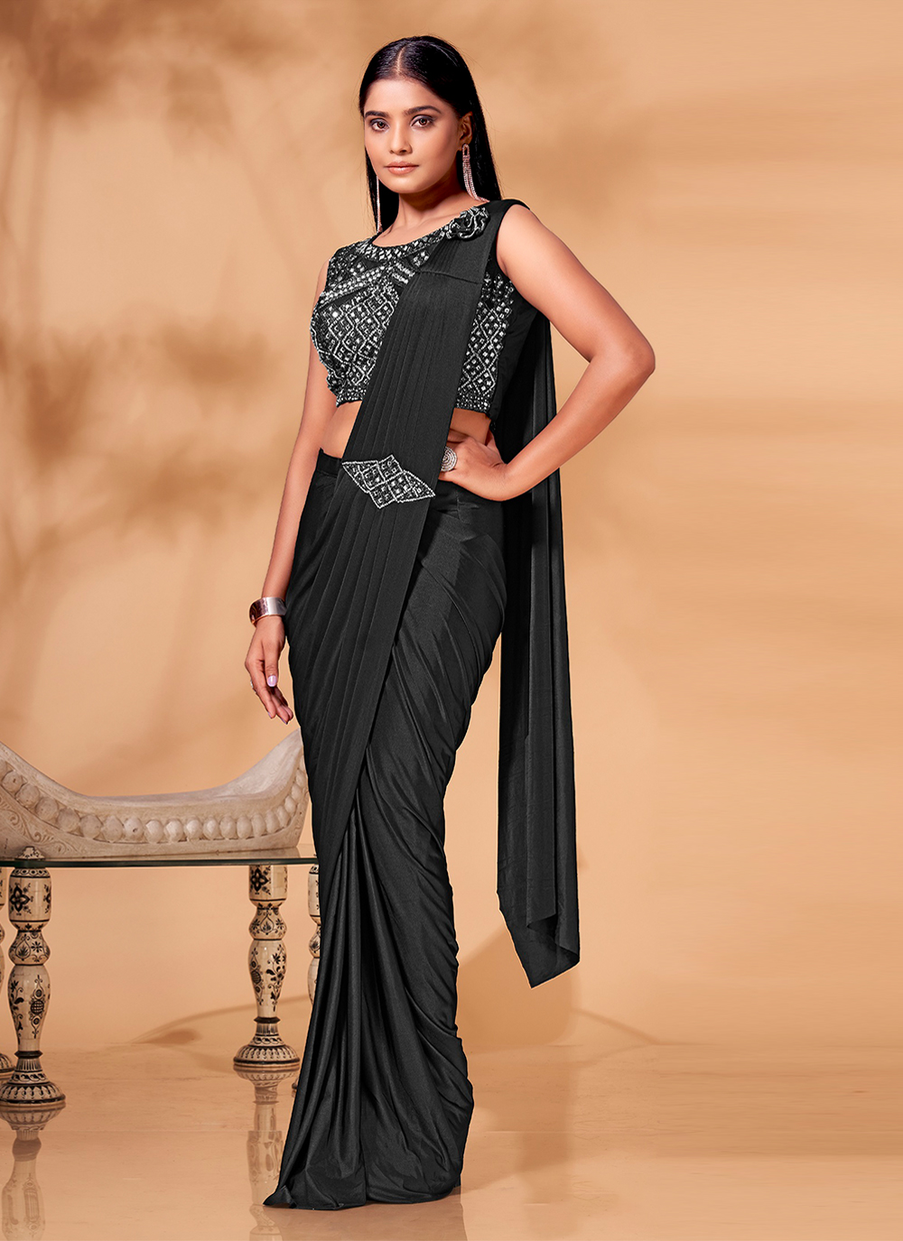 Buy Black Color Classic Saree Online 260603