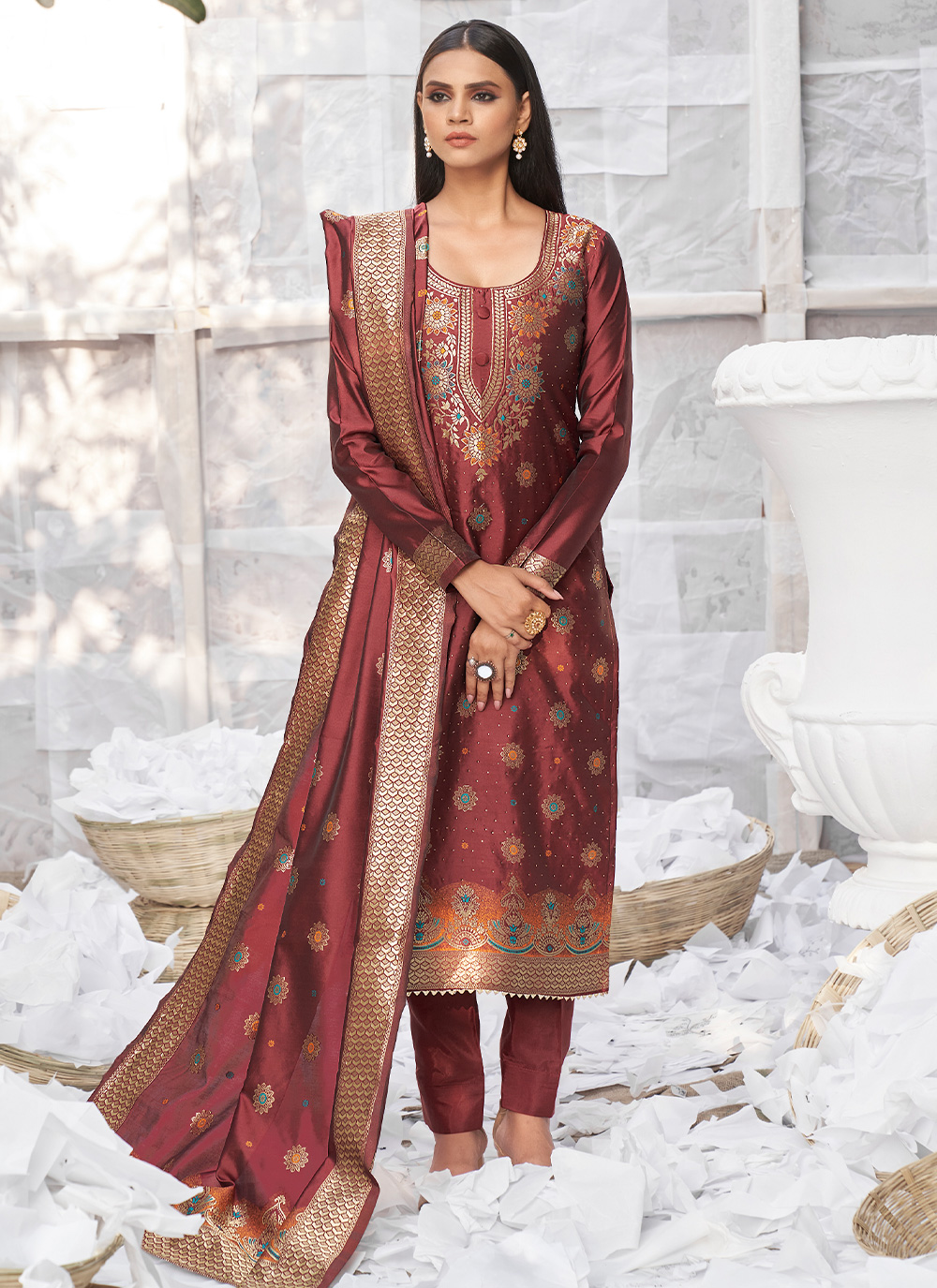 Banarasi party hot sale wear suits