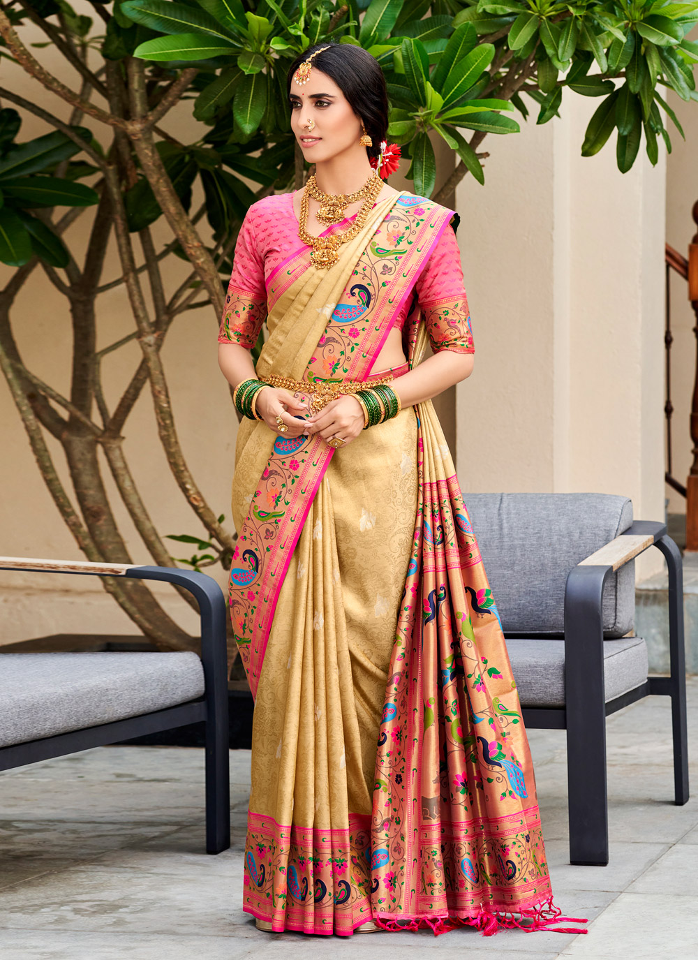 Kajal Aggarwal Patch Border Traditional Designer Saree - 50160 - Saree