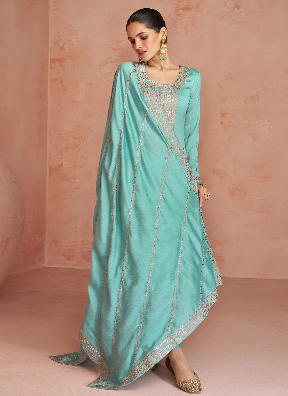 Shop Online Embroidered Party Salwar Kameez 255148