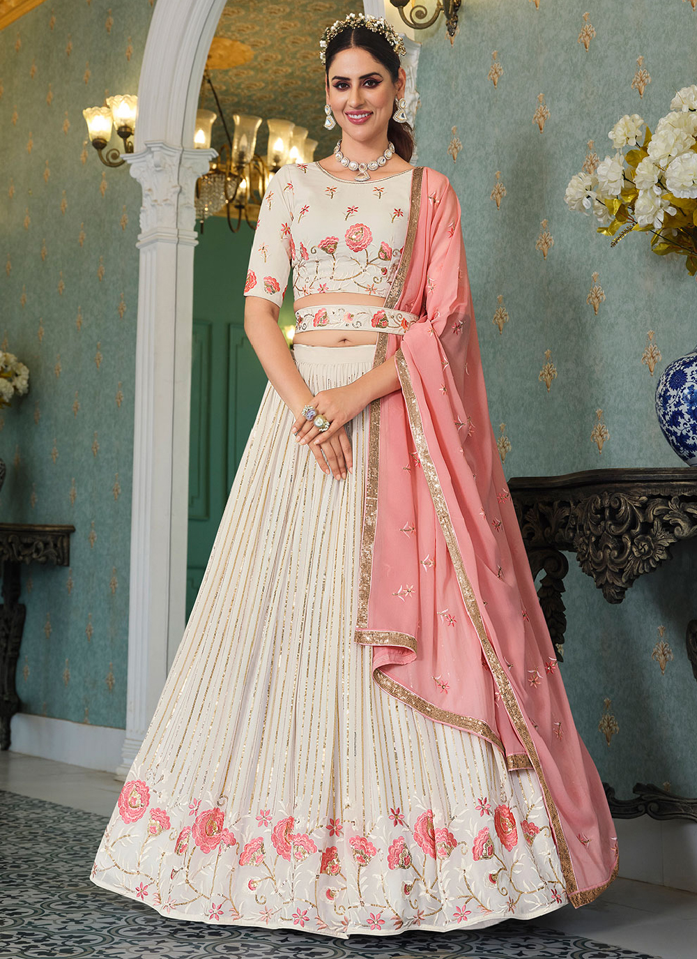 Georgette lehenga shop choli with dupatta