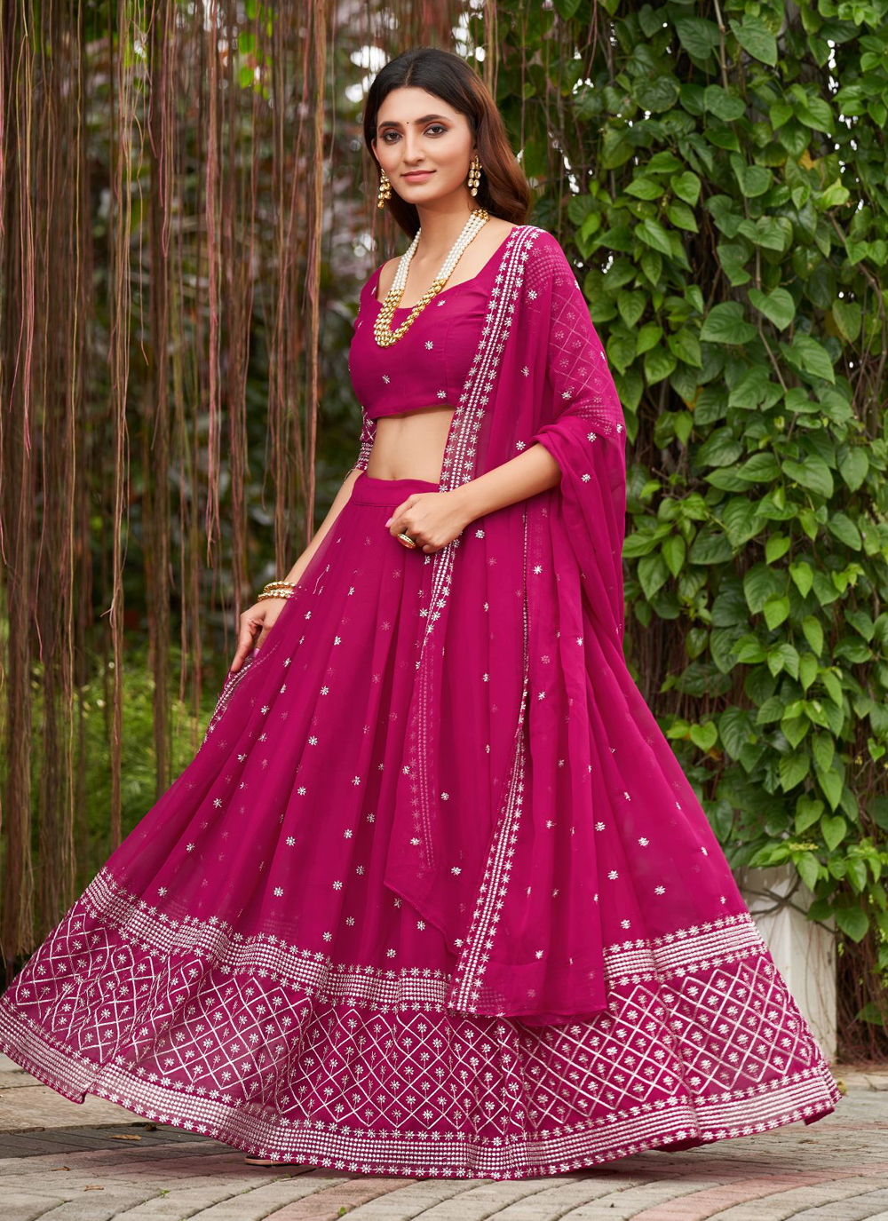Pink color Georgette designer lehenga choli – Joshindia