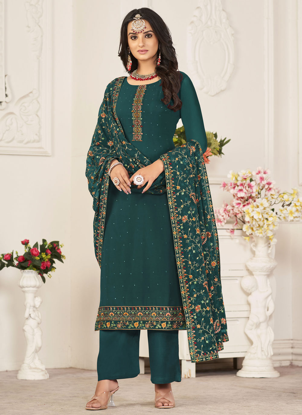 あなたにおすすめの商品 Long Georgette Green Online Buy Length - 248919 : Kameez Salwar スノーボード