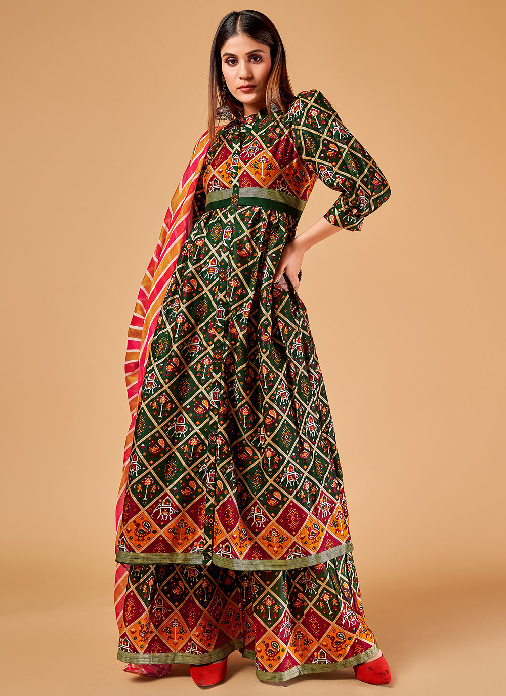 Buy Online Green Printed Rayon Readymade Salwar Kameez : 259849 