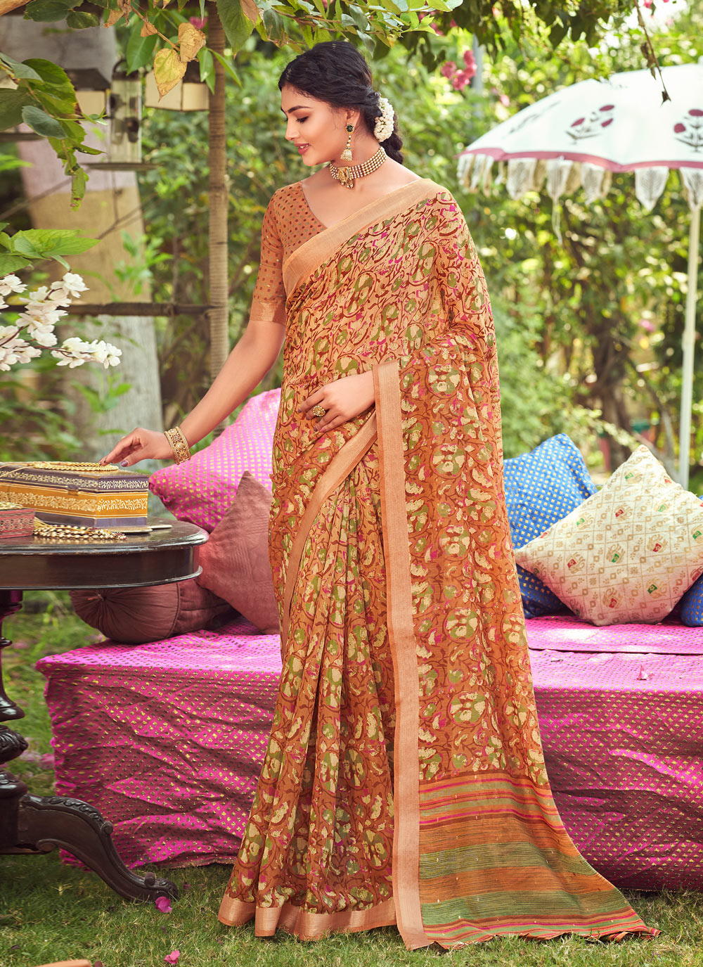 sari Shop Online Green Georgette Casual Saree : 117673 -